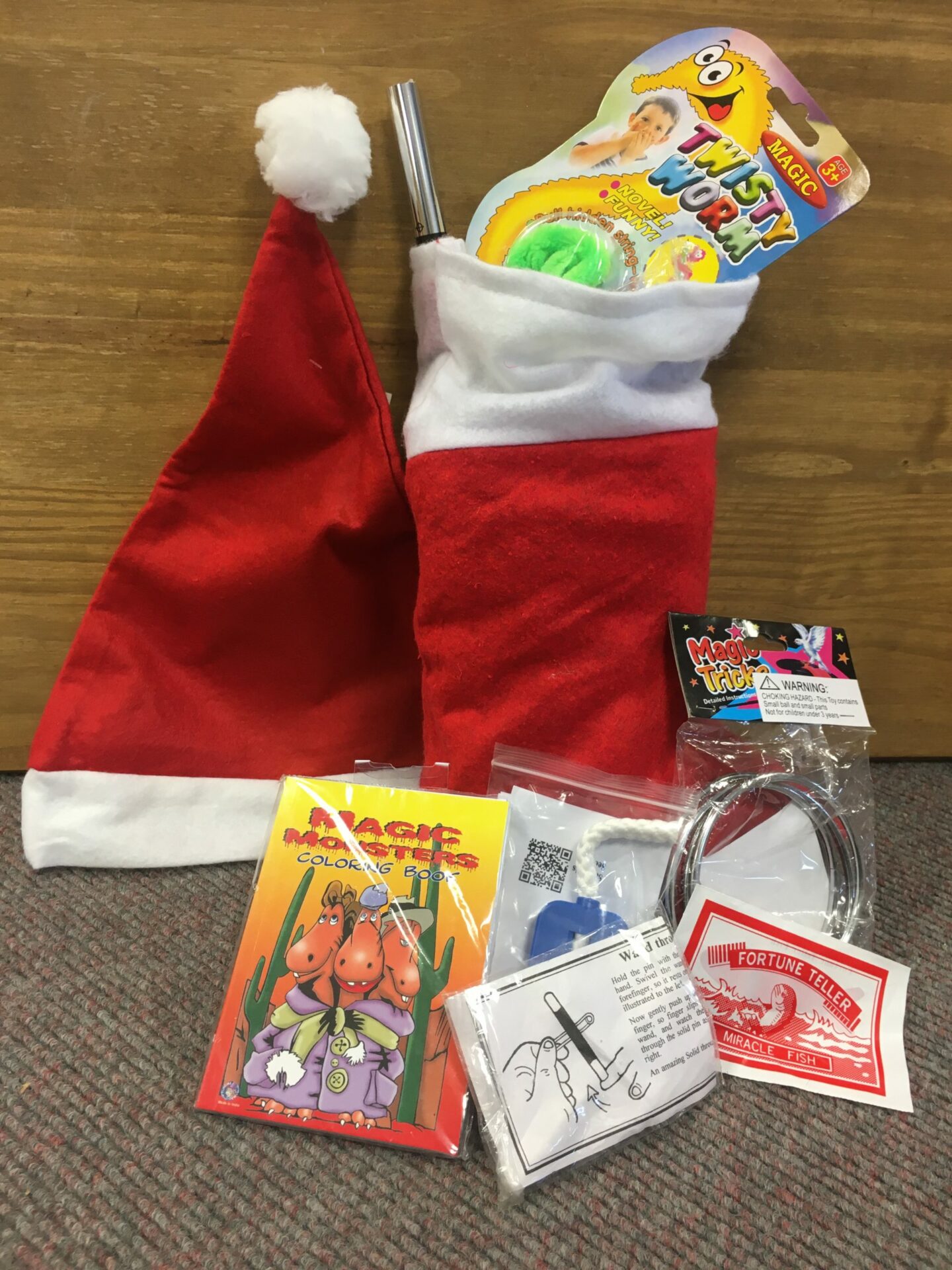 Christmas Themed Stocking Filled With Magic Tricks