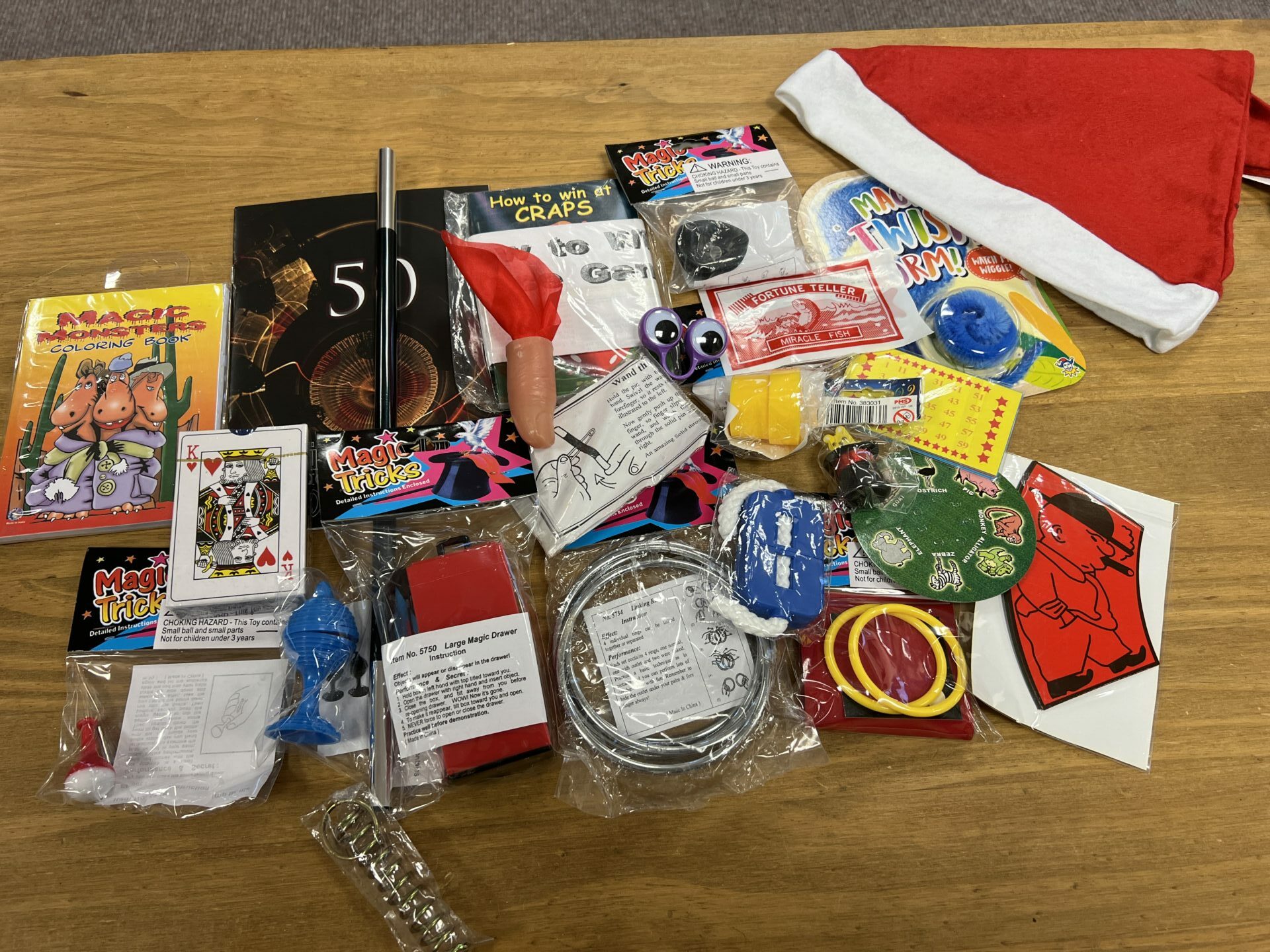 Christmas Themed Stocking Filled With Magic Tricks